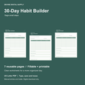 30-Day Habit Builder | Fillable PDF Kit cover with actual page previews