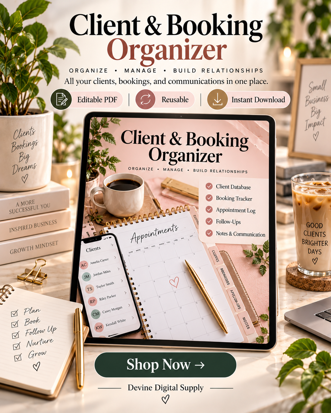 Client & Booking Organizer | Fillable PDF