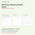 Christmas Mystery Puzzle Quest | Printable Color + Low-Ink PDF Kit