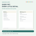 Pet Sitter Instructions & Care Log Pack | Printable PDF