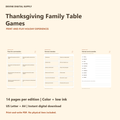 Thanksgiving Family Table Games | Printable Color + Low-Ink PDF Kit