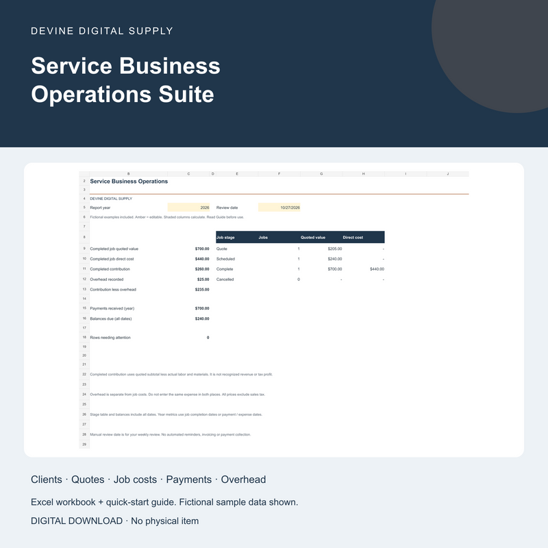 Service Business Operations Suite | Connected Excel Toolkit — cover