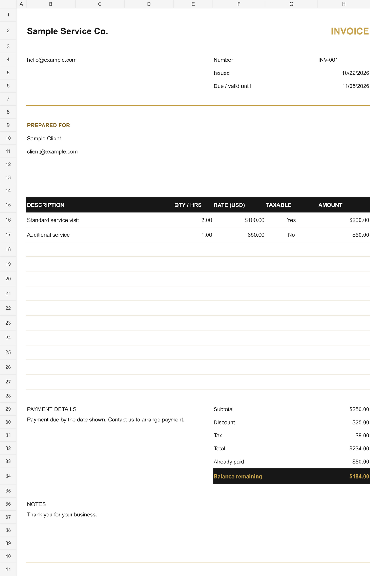 Estimate & Invoice Builder | Auto-Calculating Excel Template