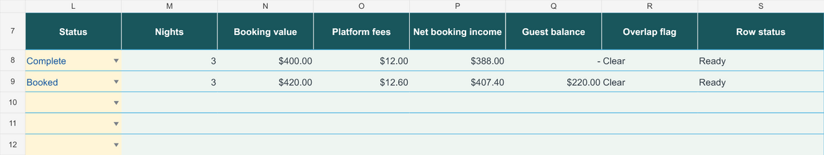 Vacation Rental Operations Suite | Booking + Turnover Excel Toolkit — Bookings-Results-Preview; fictional examples