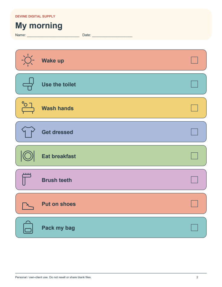 Kids Morning & Bedtime Routine Kit | Printable Picture Cards