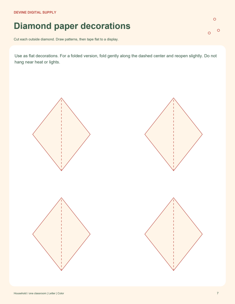 Christmas Paper Craft & Gift Workshop | Printable Color + Low-Ink PDF Kit