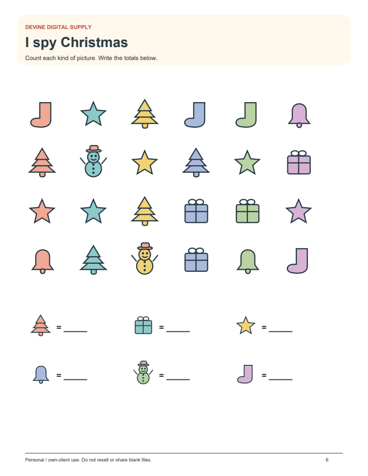 Christmas Activity Pack for Kids Ages 5-8 | Printable PDF Games