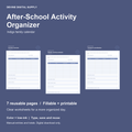 After-School Activity Organizer | Fillable PDF + Low-Ink Kit cover with actual page previews