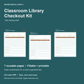 Classroom Library Checkout Kit | Fillable PDF Kit cover with actual page previews