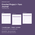 Crochet Project + Yarn Journal | Fillable PDF + Low-Ink Kit