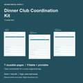 Dinner Club Coordination Kit | Fillable PDF + Low-Ink Kit cover with actual page previews