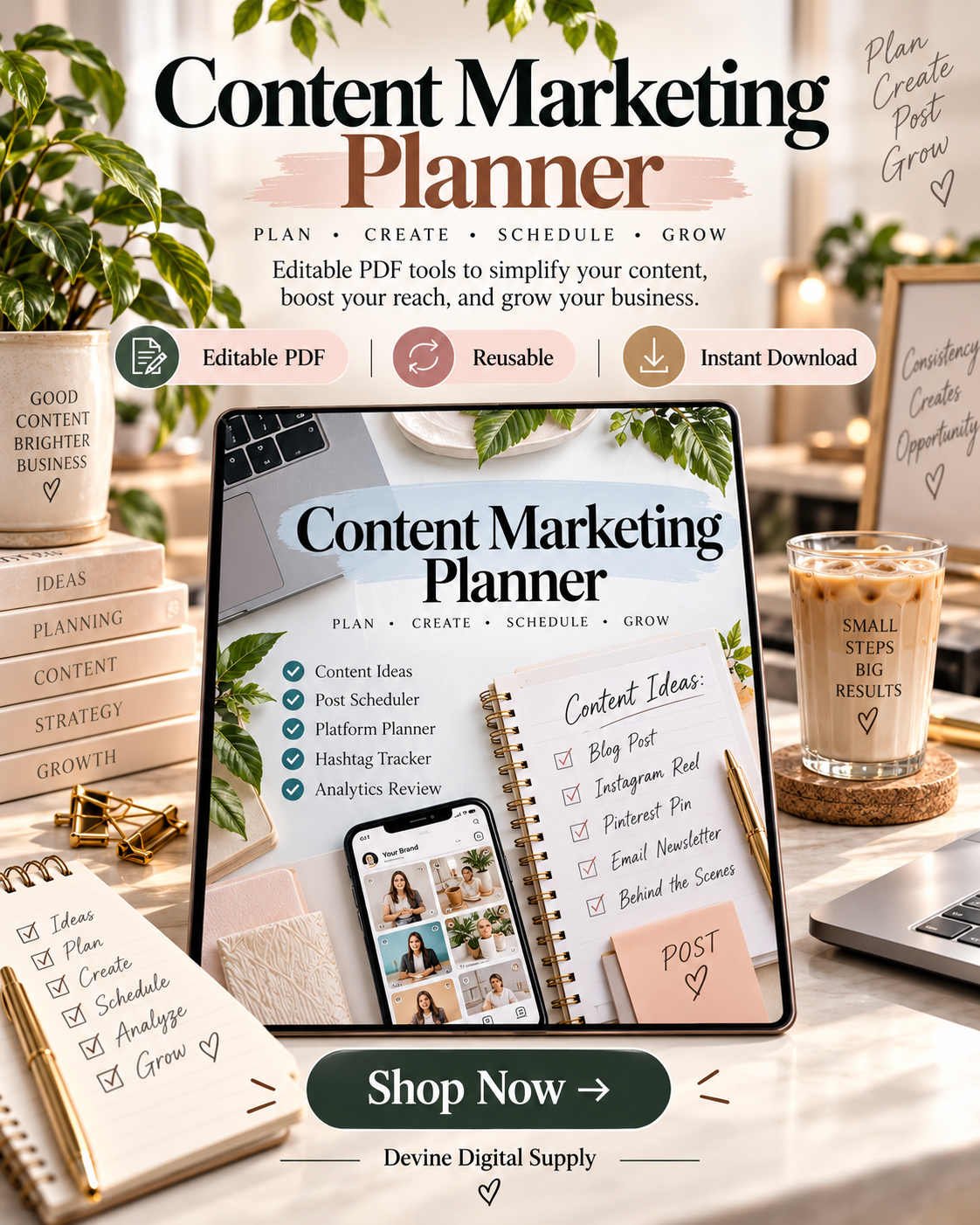Content Marketing Planner | Fillable PDF