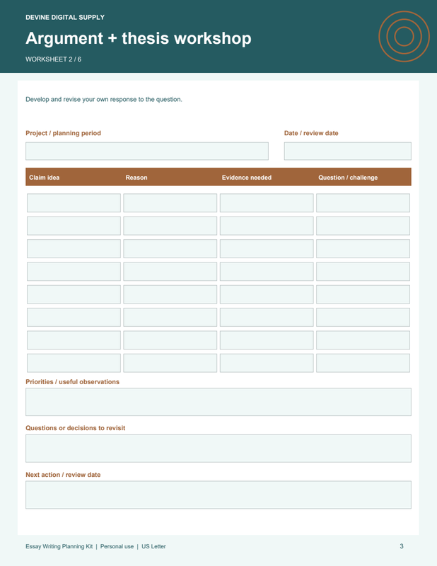 Essay Writing Planning Kit | Fillable PDF Kit worksheet preview 2