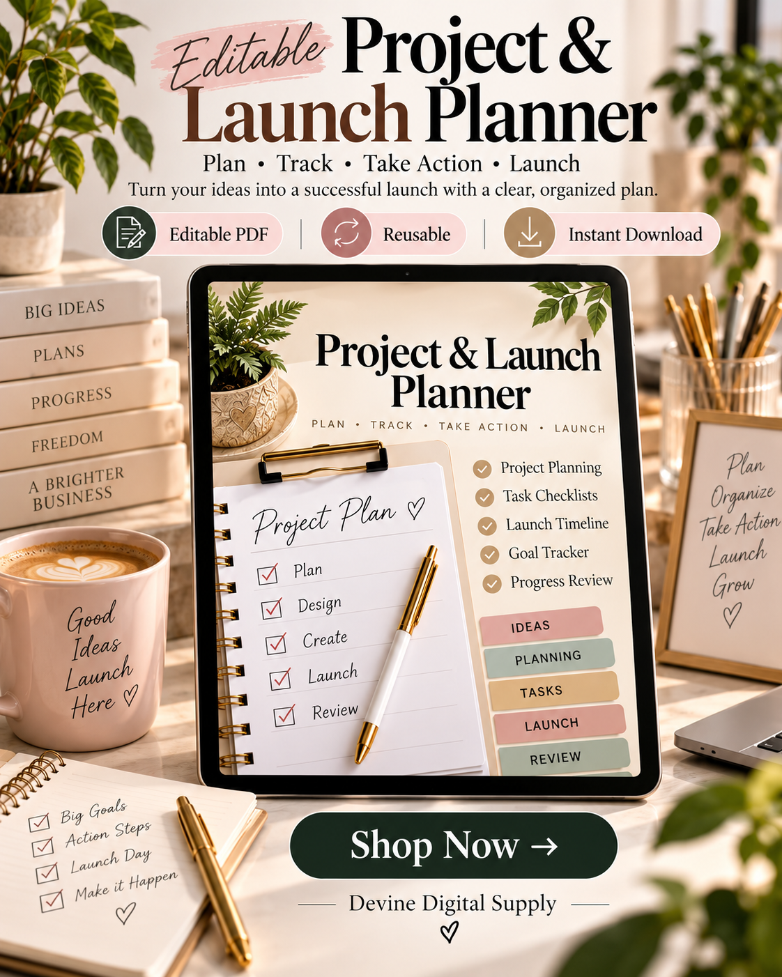 Project & Launch Planner | Fillable PDF