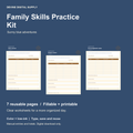 Family Skills Practice Kit | Fillable PDF + Low-Ink Kit cover with actual page previews