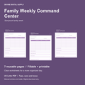 Family Weekly Command Center | Fillable PDF Kit cover with actual page previews