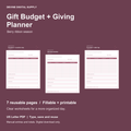Gift Budget + Giving Planner | Fillable PDF + Low-Ink Kit