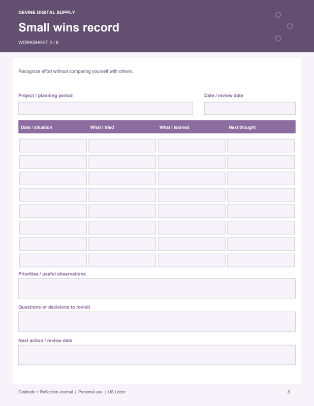 Gratitude + Reflection Journal | Fillable PDF Kit worksheet preview 2