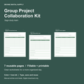 Group Project Collaboration Kit | Fillable PDF + Low-Ink Kit cover with actual page previews