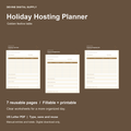 Holiday Hosting Planner | Fillable PDF Kit cover with actual page previews