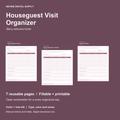 Houseguest Visit Organizer | Fillable PDF + Low-Ink Kit cover with actual page previews