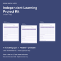 Independent Learning Project Kit | Fillable PDF + Low-Ink Kit cover with actual page previews