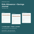 Kids Allowance + Savings Journal | Fillable PDF Kit cover with actual page previews