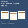 Kids Collection Explorer Journal | Fillable PDF + Low-Ink Kit cover with actual page previews