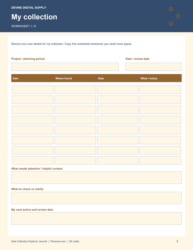 Kids Collection Explorer Journal | Fillable PDF + Low-Ink Kit worksheet preview 1