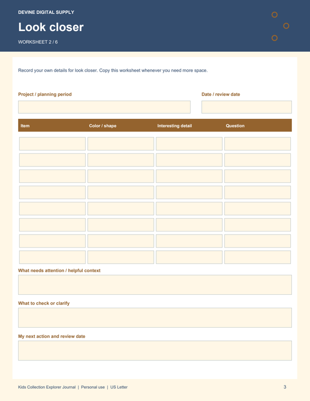Kids Collection Explorer Journal | Fillable PDF + Low-Ink Kit worksheet preview 2