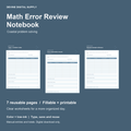 Math Error Review Notebook | Fillable PDF + Low-Ink Kit cover with actual page previews