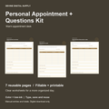 Personal Appointment + Questions Kit | Fillable PDF + Low-Ink Kit cover with actual page previews