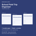 School Field Trip Organizer | Fillable PDF Kit cover with actual page previews
