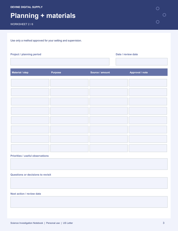 Science Investigation Notebook | Fillable PDF Kit worksheet preview 2