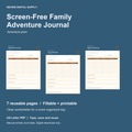 Screen-Free Family Adventure Journal | Fillable PDF Kit cover with actual page previews