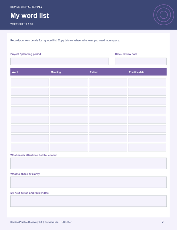 Spelling Practice Discovery Kit | Fillable PDF + Low-Ink Kit worksheet preview 1