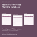 Teacher Conference Planning Notebook | Fillable PDF Kit cover with actual page previews