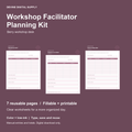 Workshop Facilitator Planning Kit | Fillable PDF + Low-Ink Kit cover with actual page previews